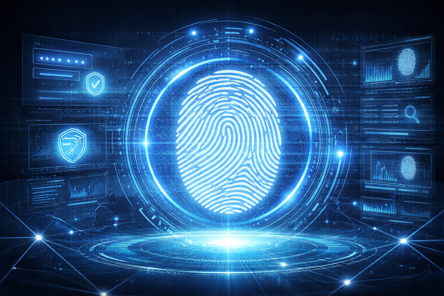 Digital biometric fingerprint scan with holographic security interface